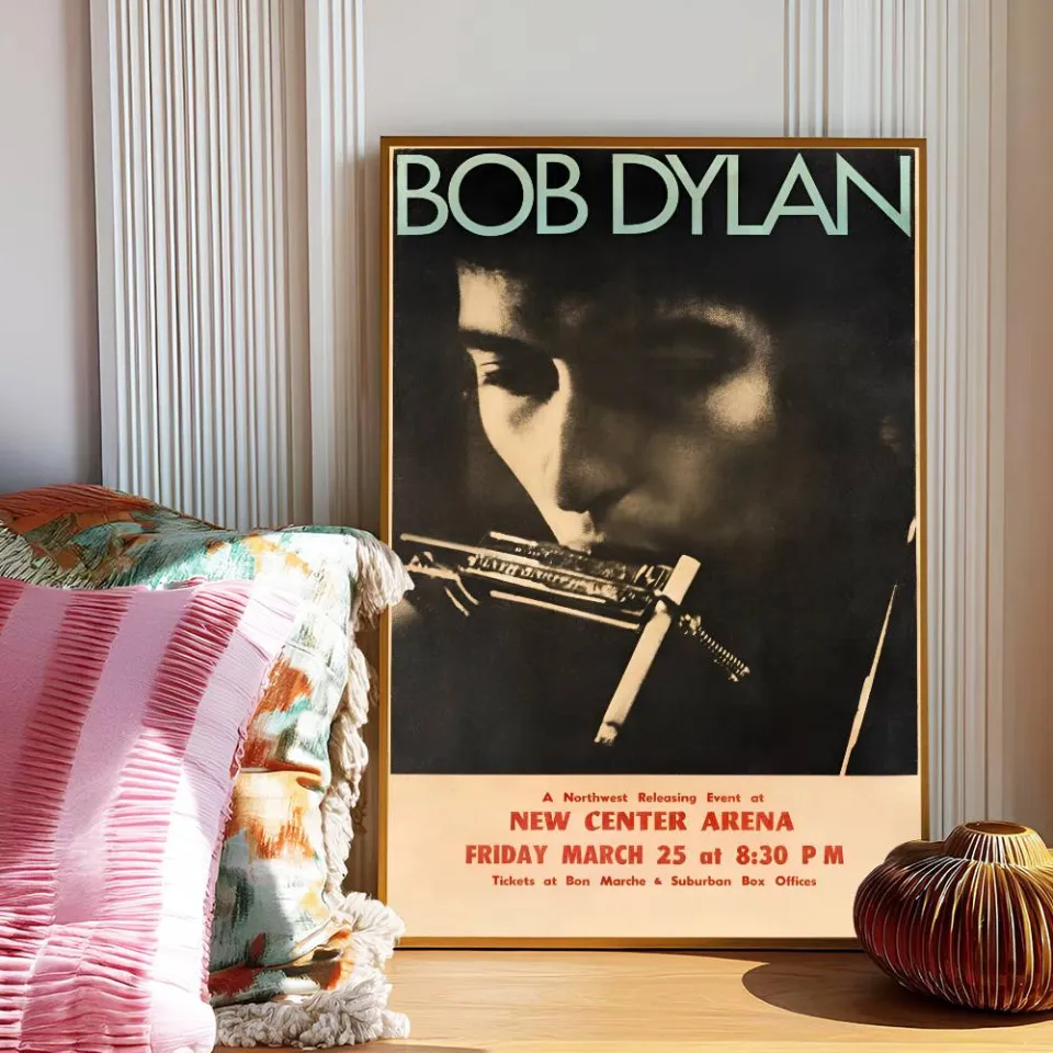 Bob Dylan Music Poster Self-adhesive Art Room Entrance Restaurant