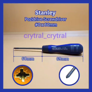 Ready stock in Sg. Stanley Pozi Screwdriver #0 x 60mm ( 67-474 ). Rubber Handle. Chrome vanadium steel shaft for high strength