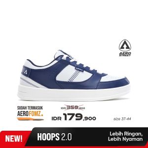 Aerostreet 37-44 Hoops Low 2.0 Putih Putih Biru Tua - Sepatu Sneakers Casual