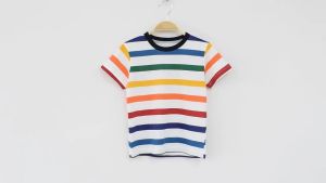 Colorful Stripe Design Kids Boys Cotton Clothing Tshirt
