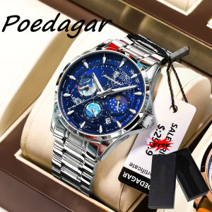 【With Watch Box】Ykai Luxury Man Wristwatch Luminous Waterproof Calendar Chronograph Auto Date Men Watch Stainless Steel Strap Mens Quartz Watches 916G