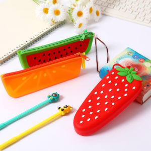 Fruit Shape Student Silicone Pencil Case Creative Cats Paw Pencil Bag Kids Cute Purse Buggy Bag Key Case