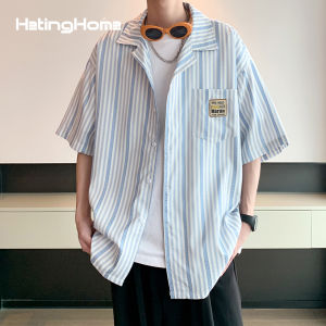 HetingHOME | Hetinghome Summer Casual Loose Mens Short Sleeve Shirt Couples Holiday Style Polyester Blend Artistic Cuban Collar Shirt