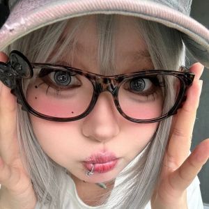 คิตตี้กรอบแว่นตาเรโทรน่ารักสไตล์ Y2k คลาสสิกอเนกประสงค์กระดองเต่ากรอบแว่นตาด้วยทำมือสี