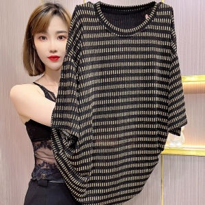 Chic Beautiful Short Sleeve Midi T-Shirt Womens Fashion Summer Clothes European Style Casual Streetwear round Neck Loose Fit