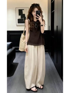 ZHENMANZI | Stylish Sleeveless Top & Wide Leg Trousers Set