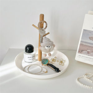 Nordic Style Wooden Key Holder Plate Living Room Entrance Storage Tray Vintage Aromatic Candle Key Storage Rack Home Decor