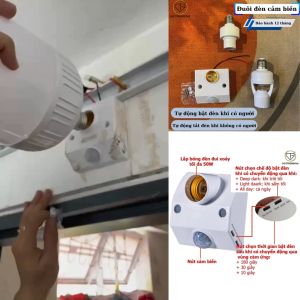 Đui Đèn Cảm Biến Chuyển Động Sử Dụng Tia Hồng Ngoại Rada Tự Sáng Khi Có Người Tắt Khi Không Có Người