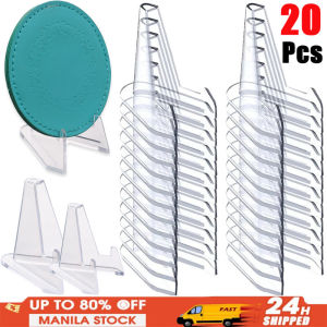 20Pcs Mini Plastic Display Stand Transparent Triangle Display Holder Acrylic Easel Stands Ornaments Support Display Racks for Home Office Storage