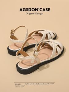 Agsdon | Genuine Leather Roman Style Flat Sandals