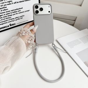 Official Short Lanyard Case For iPhone 17 Pro Max 14 12 18 13 15 16 Plus Air Shockproof Candy Wrist Strap Soft Silicone Cover