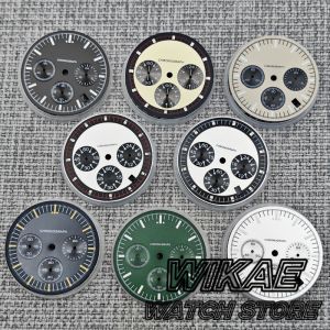 31.5mm VK63 Quartz Moon Watch Dial Black White Gray Dial Suitable for VK63 movement modified watch parts With c3 green luminous