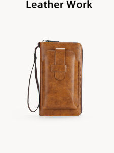 High-End Mens Long Zipper Wallet Business Style Mobile Phone Bag Soft Leather Card Holder Korean Version Multi-Function Wallet