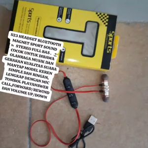 S23 ORI HEADSET BLUETOOTH MAGNET HEADPHONE SPORTS SOUND STEREO WIRELES FULL BASS HANDSFREE IN LINE