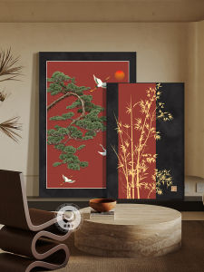 New Chinese Style Bamboo Crane Living Room Decorative Painting Ancient Feelings Entrance Wall Art Vintage High-End Tabletop Display