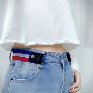 Nurm Fashion Nonporous Square Buckle Versatile  Wild Leather Belt Canvas Material Invisible