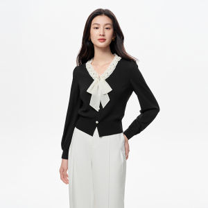 Koradior | Autumn New Bow Collar Perfume Style Sweater