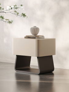 Modern Minimalist Designer Creamy Wooden Creative Bedside Table Multi-Functional Storage Cabinet for Bedroom Italian Style