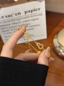 New Chinese Style 18K Gold Hollow Non-Fading Copper Coin Bracelet Women 2024 Luxury Minimalist Elegant Hand Jewelry