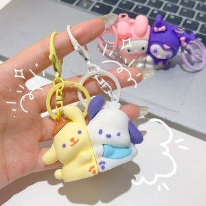 Sanrio Kuromi My Melody Magnetic Keychain Pendant Cartoon Cute Pochacco Pomompurin Girl Bag Pendant Accessories Couple Friend Gift