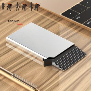 Mens Aluminum Credit Card Holder RFID ID Card Holder Male Wallet Mini Package Metal Wallet