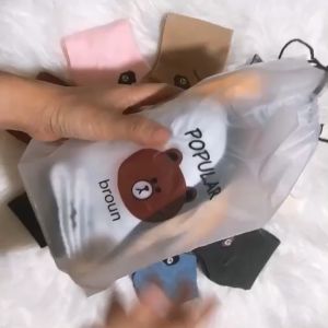 Tất Gấu Vớ Gấu Nam Nữ - Set 10 Đôi Vớ Gấu Đáng Yêu Cổ Ngắn Chất Liệu Co Giãn Tặng Kèm Túi