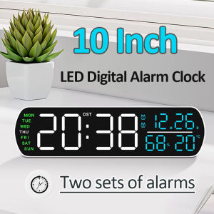 10 Inch LED Digital Alarm Clock TEMP & Humidity/Dual Alarm/Date/Week/DST Electronic Table Clock USB/Battery Powered LED Clocks
