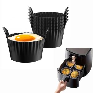 ซิลิโคนAir Fryerไข่Poacher Cupcakeถ้วยเบเกอรี่Reusable Non-Stick RamekinsสําหรับAir FryerเตาอบAir Fryerซิลิโคนตะกร้า