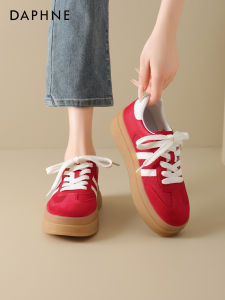 Daphne | Retro Red Training Shoes for Women Thick Sole Height Increase