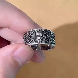 Cincin Pria Desain Kurama / Rubah Ekor 9 / Fox Tail 9 Gaya Retro Model Terbuka