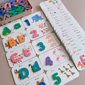 Kids Early Education Uppercase and Lowercase Letters Matching Puzzle Educational Toys Numbers Study Card Puzzle Blocks Enlightenment AIDS