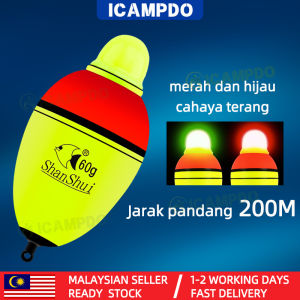 ICAMPDO LED lampu Pelampung Pancing Besar Nano Electronic Luminous Big Belly fishing Float Pelampung Mancing siakap Ikan 2 Color Light Eye Catching Buoy Tail High Sensitivity Fishing Float Stream Deep Water Sea Fishing Float