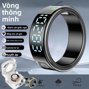 Nhẫn Thông Minh SR08 Dành Cho Nam & Nữ Với Màn Hình LED Điều Khiển Bằng Cử Chỉ Chống Nước 5ATM Theo Dõi Sức Khỏe Nhẫn Thể Thao Kèm Hộp Sạc