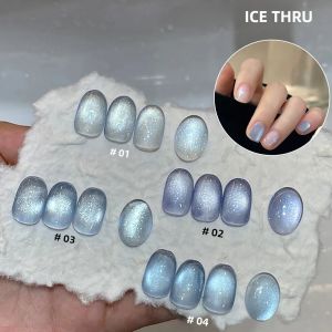 Sơn Móng Tay Gel Trắng Sáng TC Clear Blue-Violet Màu Xanh Băng Giá Sáng Bóng Kết Cấu Đá Pha Lê Hạt Thủy Tinh Thiết Kế Mắt Mèo Đa Năng Cho Nghệ Thuật Làm Móng