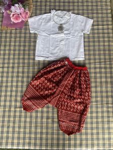 ชุดโจงกระเบนเสื้อผ้าฝ้ายคอบัวใส่คู่โจงกระเบน