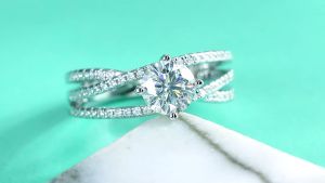 Cincin Wanita Berlian Sertifikat GRA Cincin Cewek Elegan Korea Fashion Berlapis Platinum Adjustable Size Anti-Rust Rings