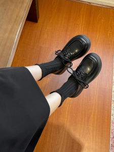 Womens Soft Leather Thick Bottom Slip-On Shoes JK Style Tassel Loafers Comfortable Winter Warm Fleece Lined Platform Flats