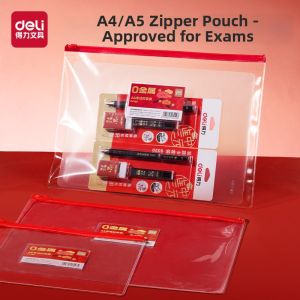 deli | Non-metallic Transparent A4 File Bag with Zipper and Grid