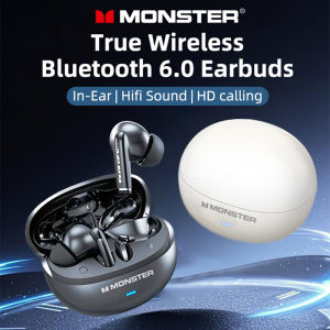 Monster | Monster MQT39 Earphones Wireless Bluetooth 6.0 TWS Noise Reduction Earbuds Gamer Sports Headset Hifi Stereo with Mic Headphones