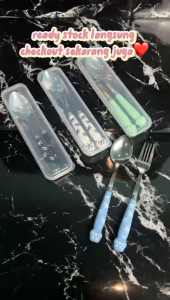 TYHL0808 Sendok Garpu Sumpit Motif Cakar Kucing Set Alat Makan Travel