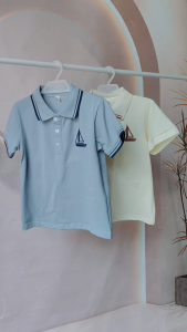 Kids 5-12 Years Old Embroidered Boat Design Simple Cute Polo Top Casual Aesthetic Formal Collar Polo for Boys