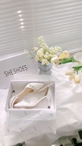 GIÀY CƯỚI CAO GÓT ĐÍNH ĐÁ CHIẾC LÁ 7P GÓT NHỌN - NEW ARRIVAL GC07056