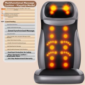 AUX | AUX Massage Pad Heat Therapy Back Neck Shoulder Relief Pain Relieving Kneading Massage Cushion Long Rectangular Shape Vibrating