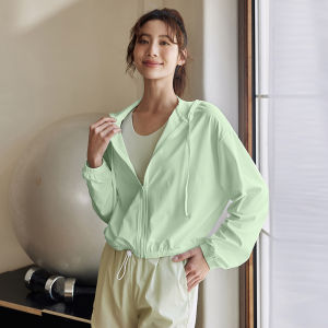 OzalCtree 2023 New Sunscreen Clothing Women's Running Jacket Hooded Drawcord Anti-Ultraviolet Windbreaker Outdoor Sunscreen