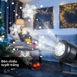 Giáng Sinh Máy Chiếu USB Bông Tuyết Xoay Đèn LED Cho Phòng Ngủ Tiệc Giáng Sinh Trang Trí 16 Hoa Văn Mới Lạ Đèn Pha