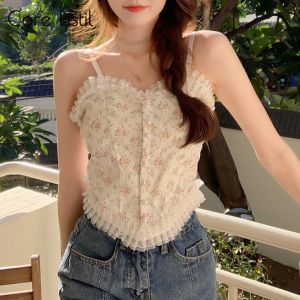 Core Lace Printed Bra Vest Outside Wear Chest Pad Inner Beautiful Back Sling Gathering Girls