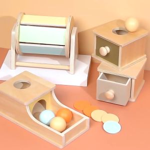 [SG Seller] Montessori Wooden Toys Early Education for Infant Toddlers 8-24 Month Baby Learning - Spinning Drum
