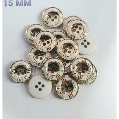 Kancing baju model motif yerse classic putih gold diameter 15 mm 100 pcs classic
