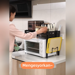 Adjustable Microwave Rack Oven Rack Kitchen Rack Steel Storage Rack Rak Dapur Microwave Shelf Kitchen Shelf Rak Oven