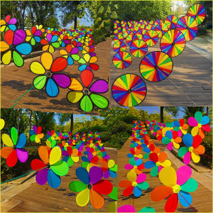 Colorful Plastic Sun Protection Windmill Decoration Outdoor Rotating Flower Windmill String for Kindergarten Children Play